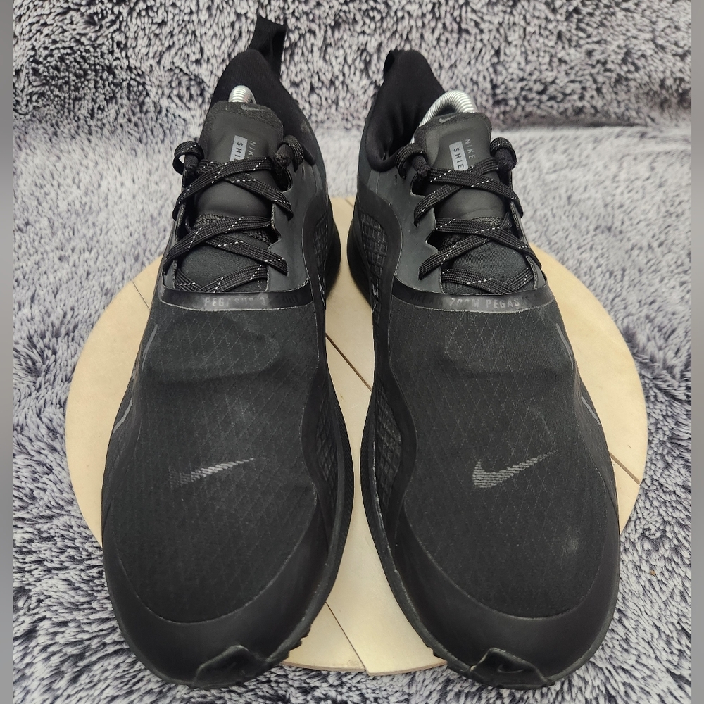 Nike Air Zoom Pegasus 37 Shield Triple Black Running Shoes Mens Size 9.5 - Picture 3 of 9